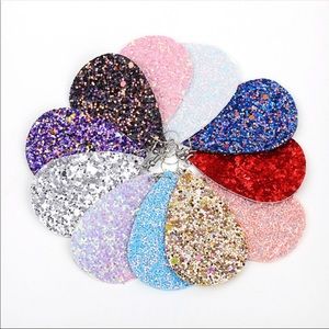 2 FOR $13 Glitter leather teardrop earrings
